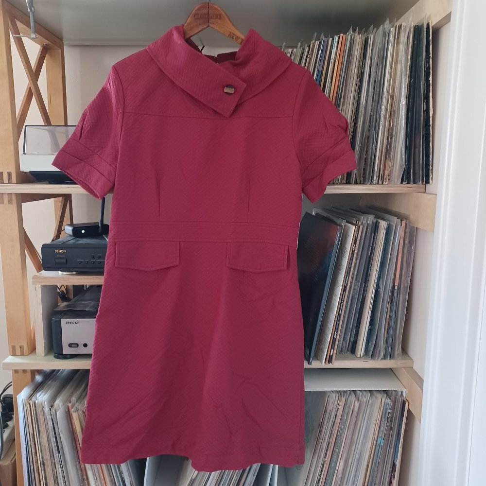 Anthropologie Tulle Retro Mod quilted red minidress NWT Size L